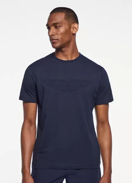 Herren Hackett London T-Shirt Aston Martin Rundausschnitt T-Shirts Navy