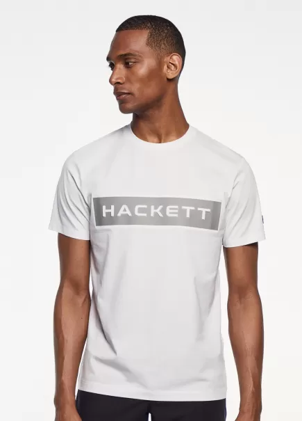White Herren Hackett London T-Shirts T-Shirt Logo-Druck