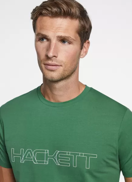 Green Hackett London T-Shirt Basic Logodruck T-Shirts Herren