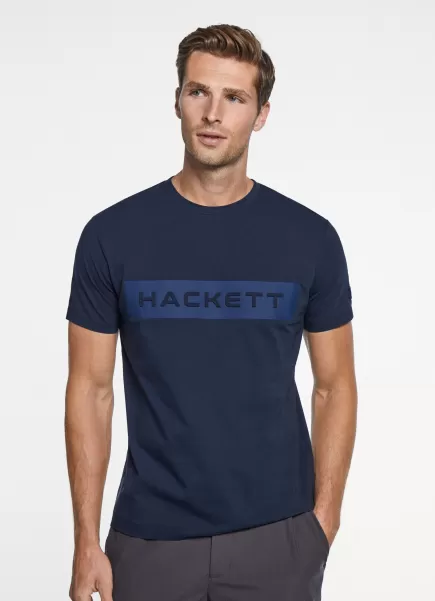 T-Shirts Navy Herren T-Shirt Logo-Druck Hackett London
