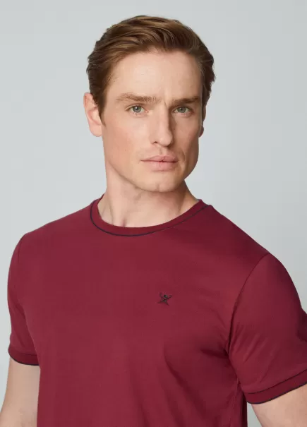 Herren Hackett London Berry Purple T-Shirts T-Shirt Besätze Logo Gestickt