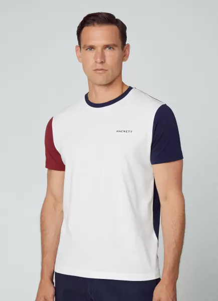 T-Shirts White Herren Hackett London T-Shirt Heritage Farbblock-Design