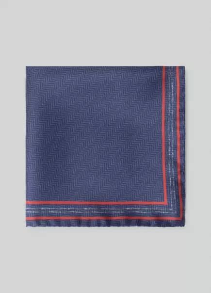 Hackett London Herren Navy Tuch Seide Fischgrätmuster Krawatten & Einstecktücher