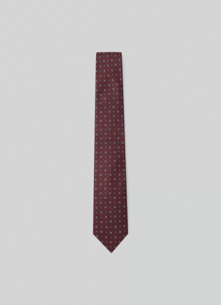 Hackett London Herren Wine Purple Krawatten & Einstecktücher Krawatte Geometrisches Muster