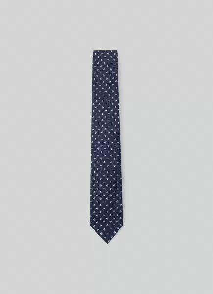 Herren Navy/Sky Krawatten & Einstecktücher Hackett London Krawatte Aus Seide Kleeblätter