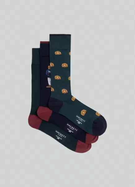 Forest Green Herren Hackett London Unterwäsche & Socken 3Er-Pack Socken Verschieden Harry