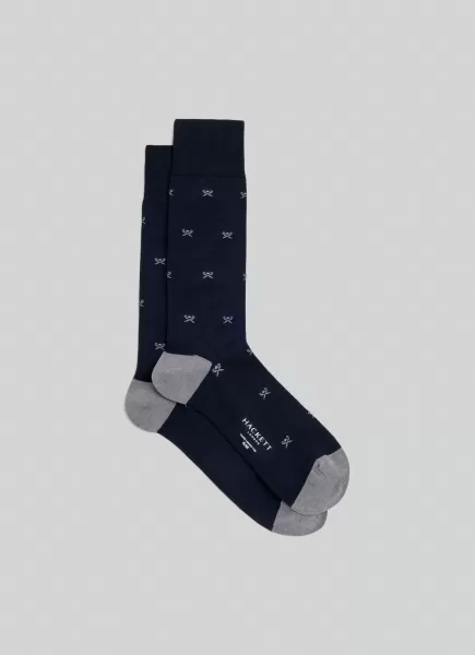 Hackett London Unterwäsche & Socken Navy Herren Socken Logo Ganzflächig