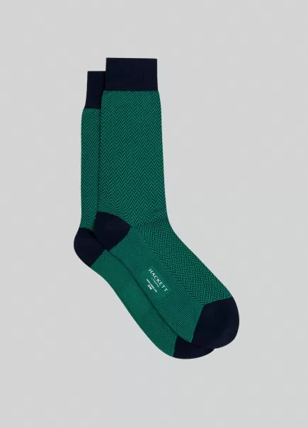 Green Herren Hackett London Unterwäsche & Socken Socken Baumwolle Fischgrätmuster