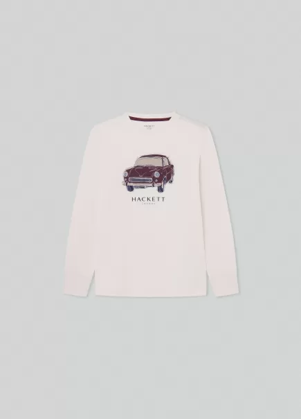T-Shirts & Sweatshirts T-Shirt Langärmlig Oldtimer-Design Hackett London Herren White