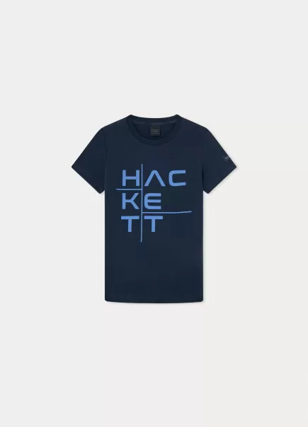 Navy T-Shirt Logo-Druck Classic Fit Herren Hackett London T-Shirts & Sweatshirts