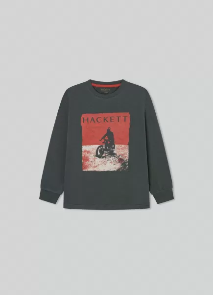 Dark Green T-Shirt Langärmlig Motorrad-Design Herren Hackett London T-Shirts & Sweatshirts