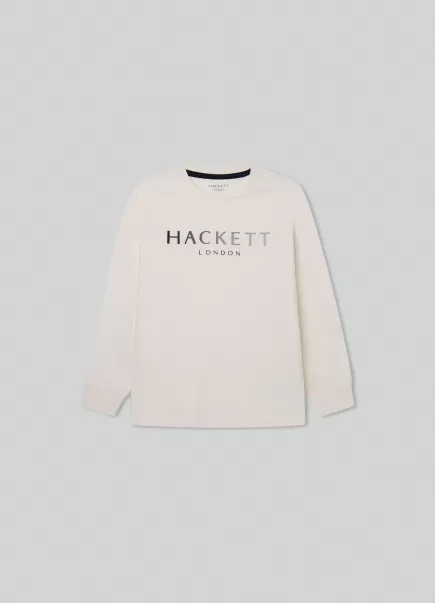T-Shirt Langärmlig Logo-Druck Herren White T-Shirts & Sweatshirts Hackett London
