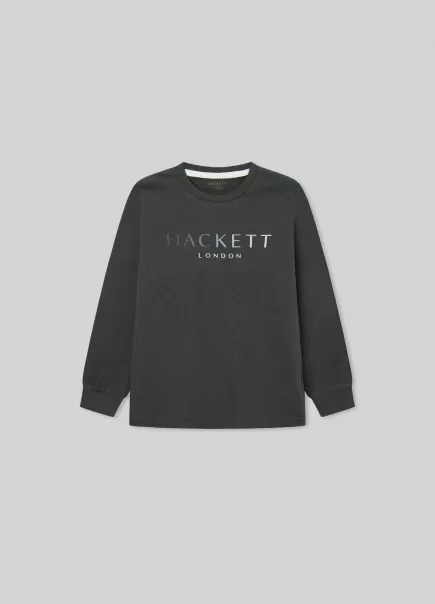 T-Shirt Langärmlig Logo-Druck Dark Green Hackett London Herren T-Shirts & Sweatshirts